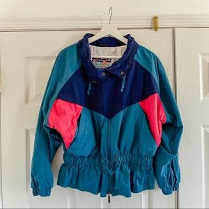Vintage color block pullover windbreaker